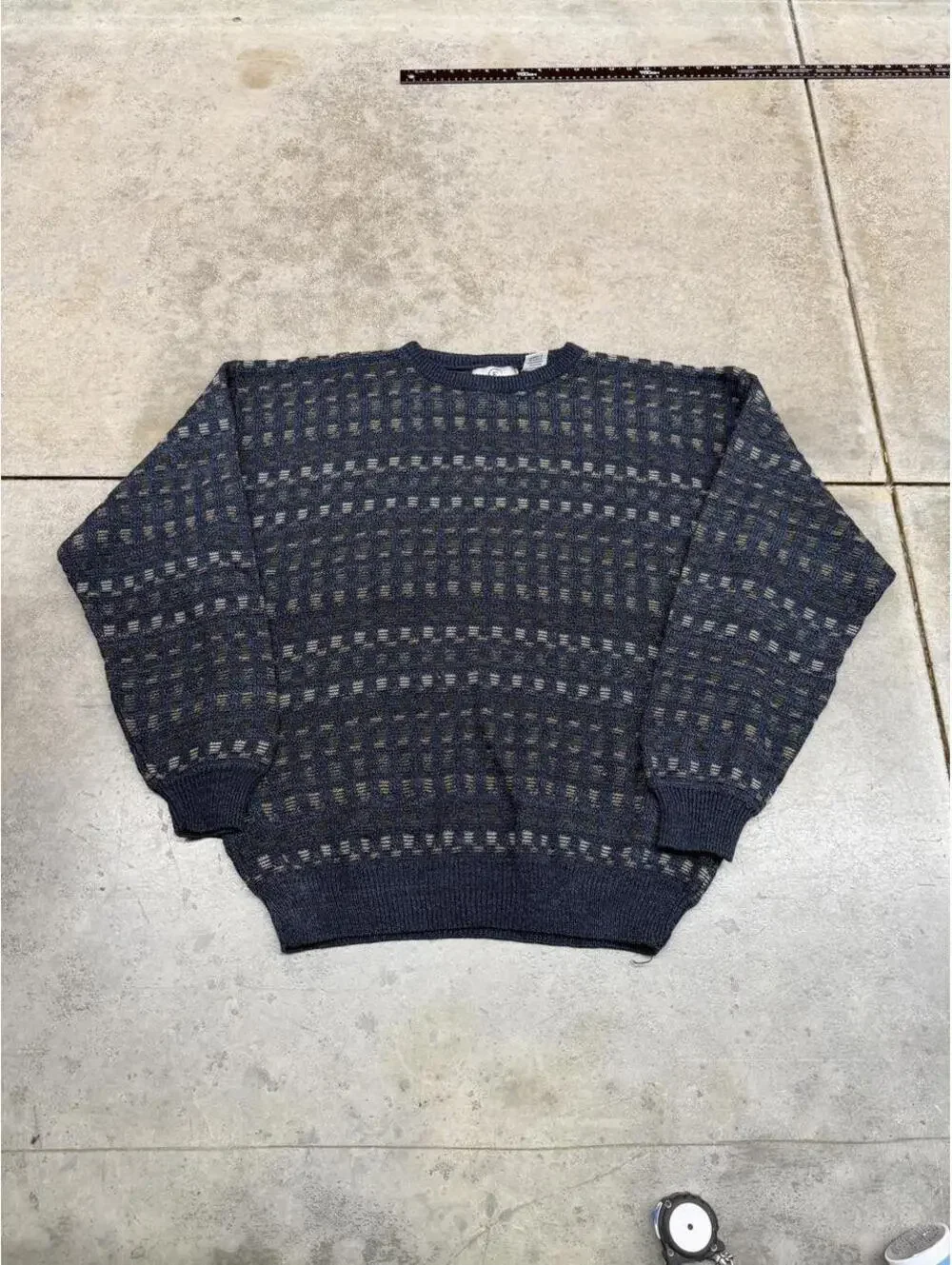 vintage farah navy and brown striped knit sweater size large